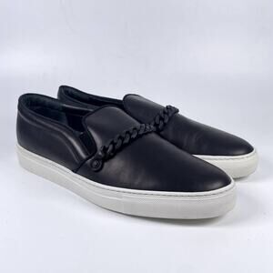 Men's Louis Leeman Black Leather Big Chain Slip On Shoe Size 11.5